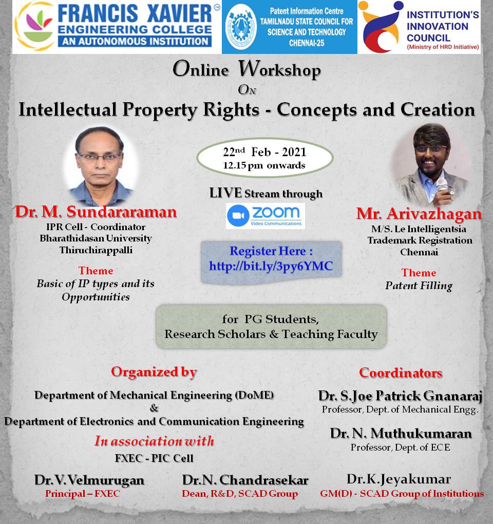 Online workshop on Intellectual Property Rights - Concepts and Creation